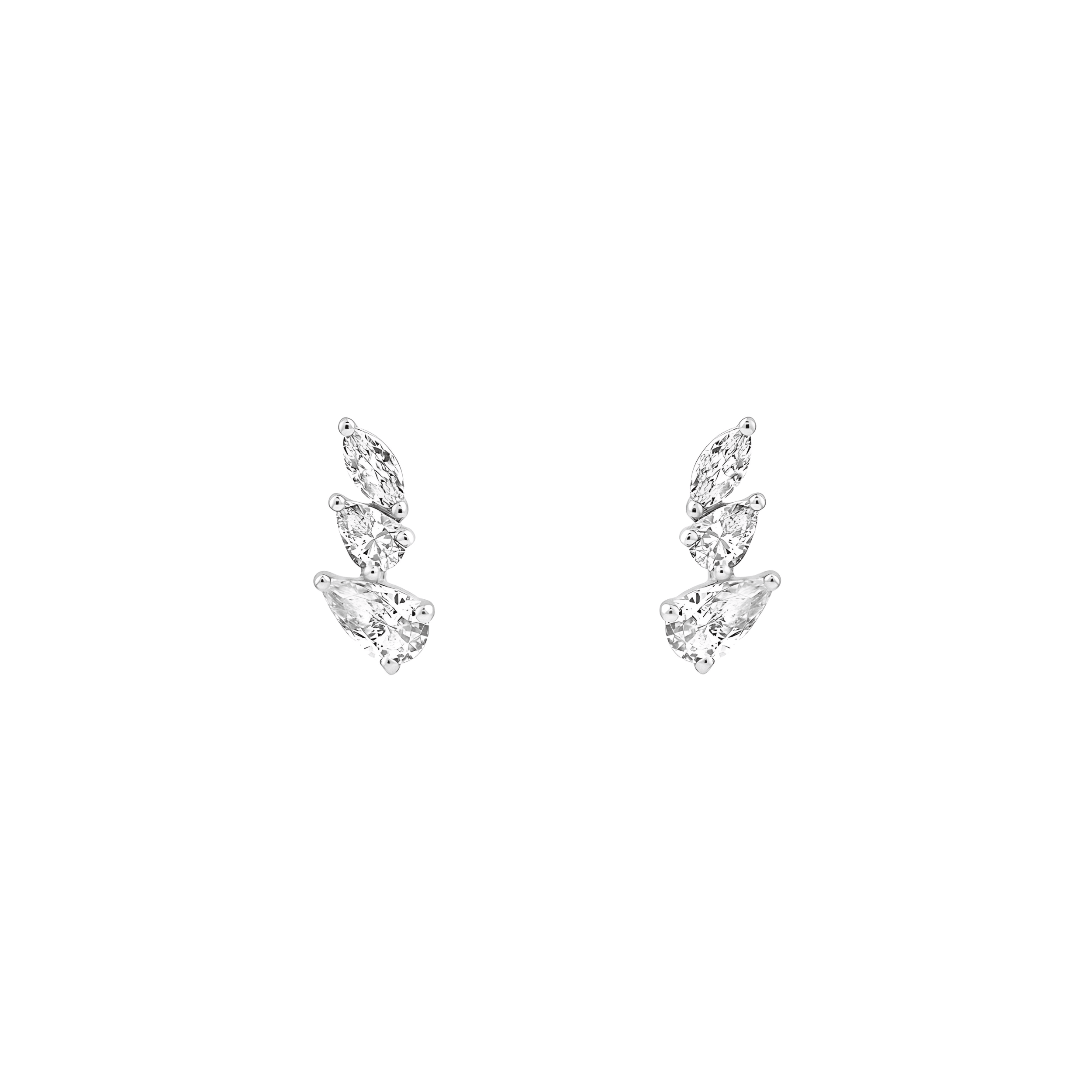 7/8tcw Pear Marquise and Round Diamond Stud Earrings