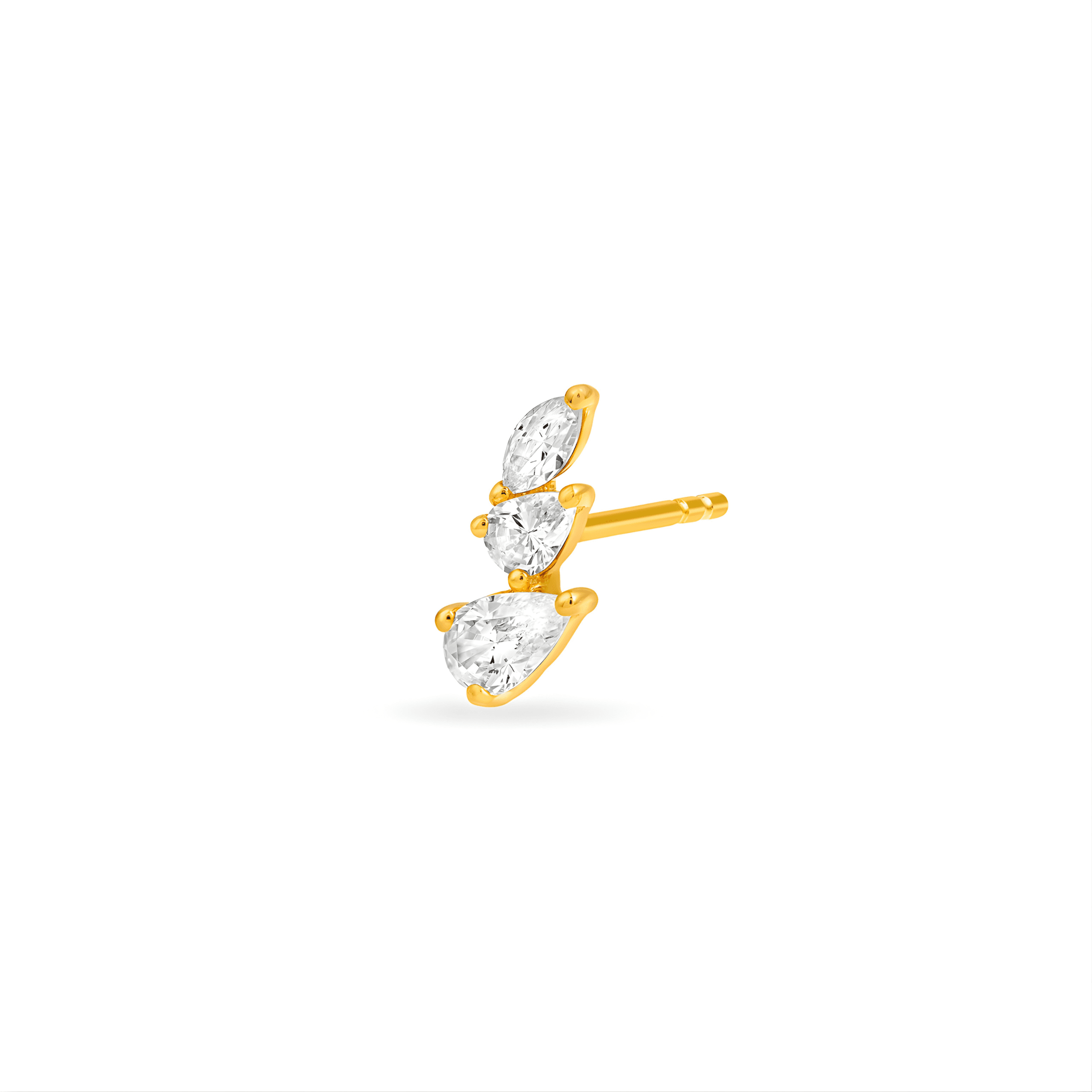 7/8tcw Pear Marquise and Round Diamond Stud Earrings