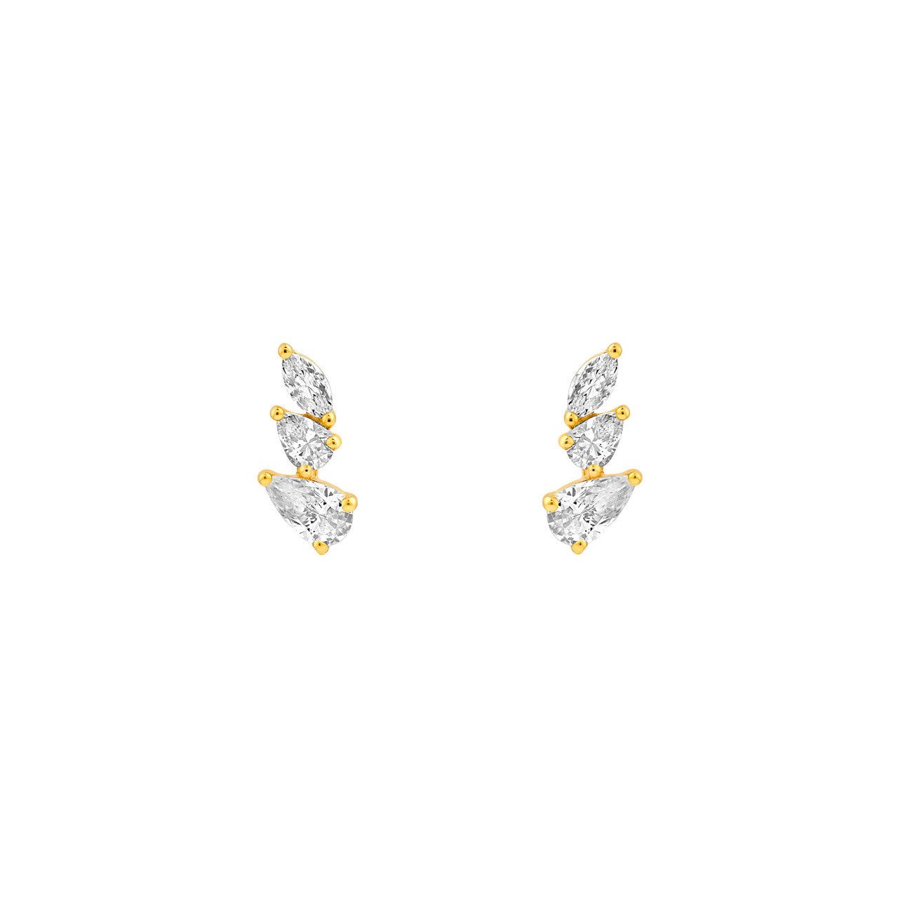 7/8tcw Pear Marquise and Round Diamond Stud Earrings