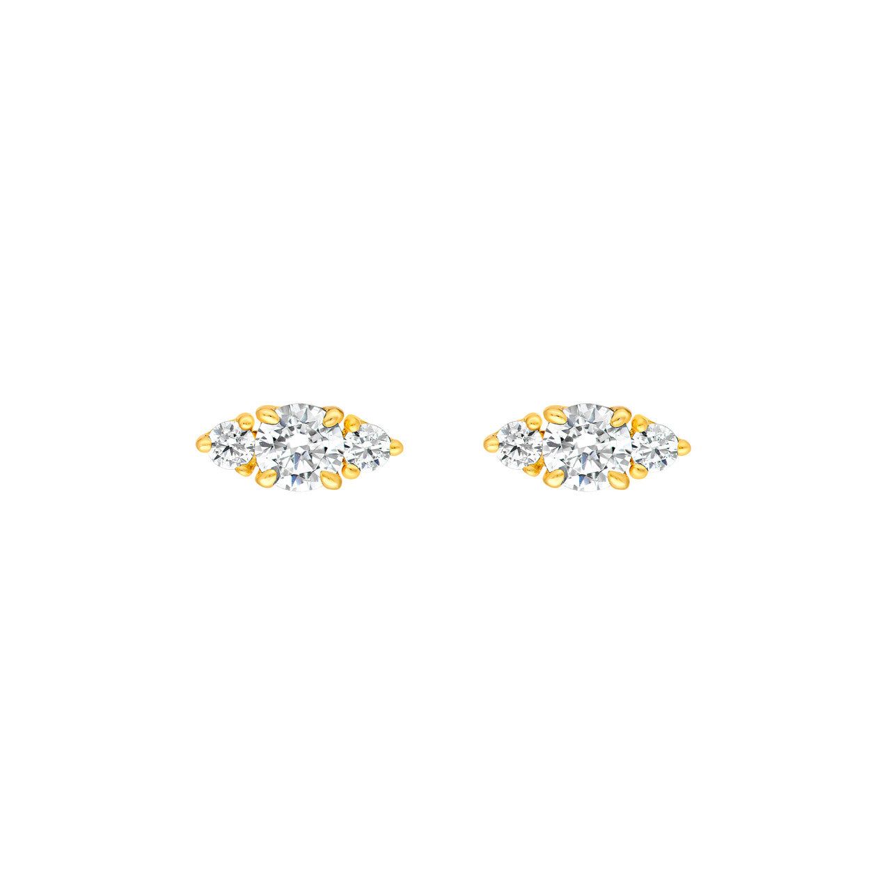 3/8tcw Three Stone Round Diamond Earrings