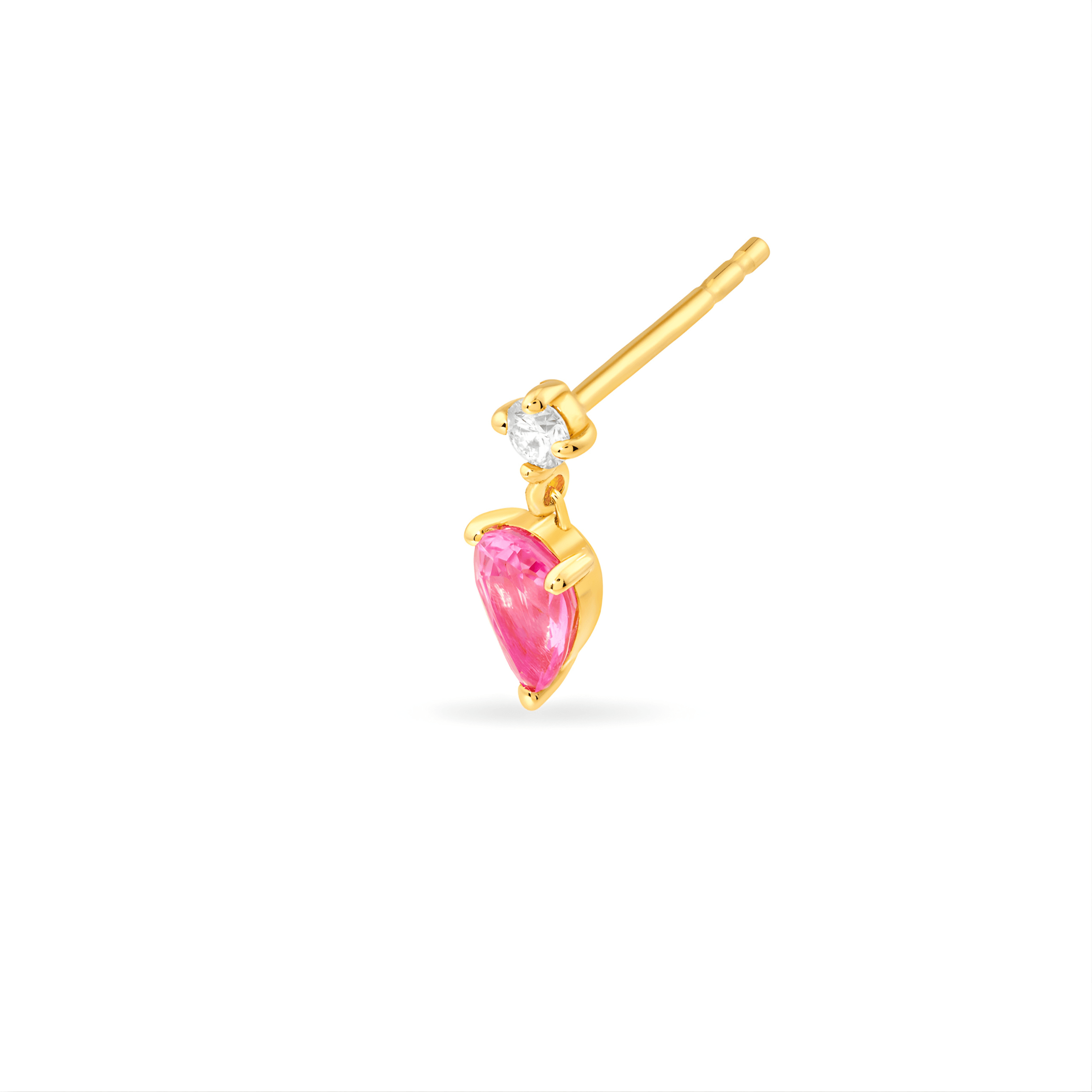 7/8tcw Pear Shape Pink Sapphire & Diamond Stud Earrings