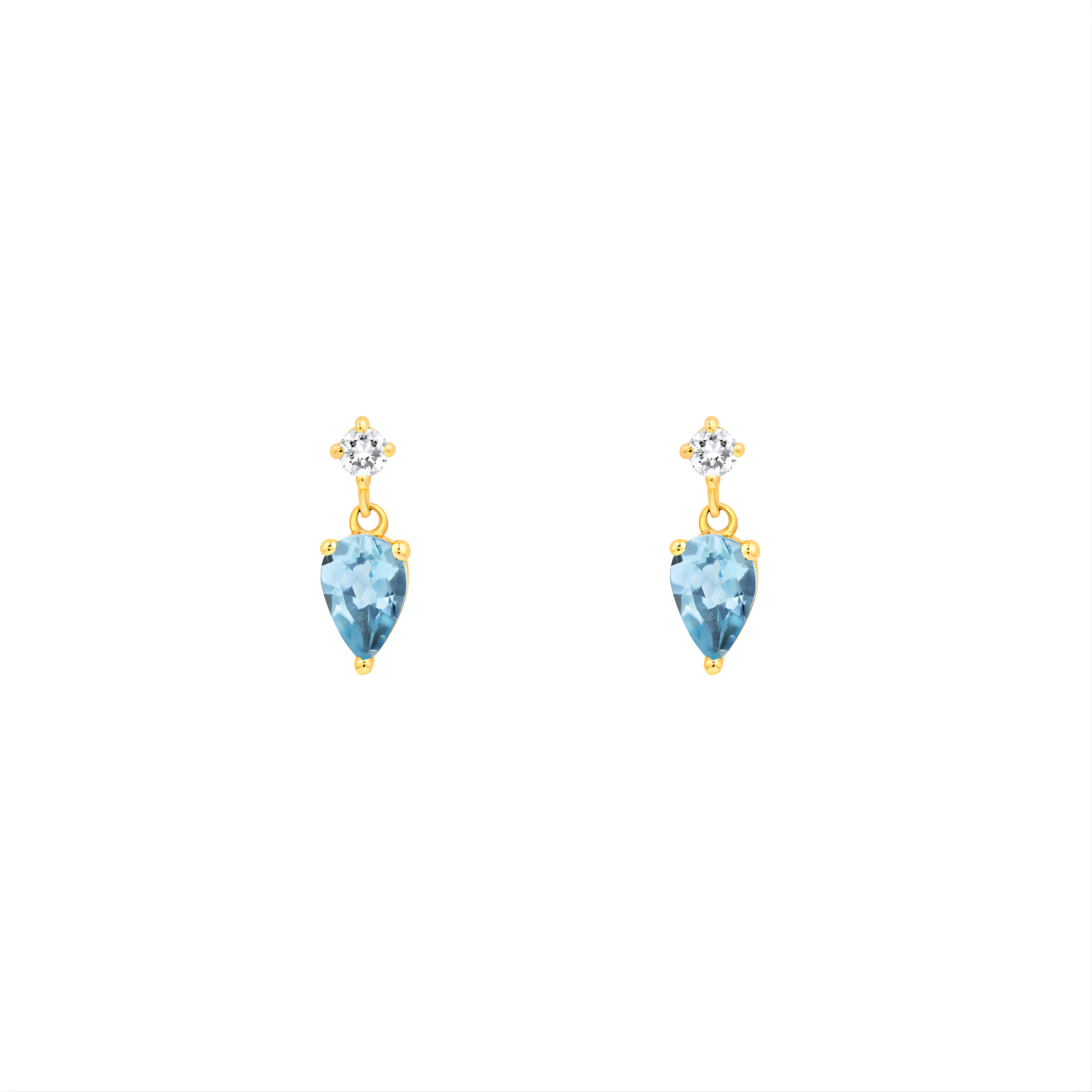 5/8tcw Pear Shape Aquamarine & Diamond Stud Earrings