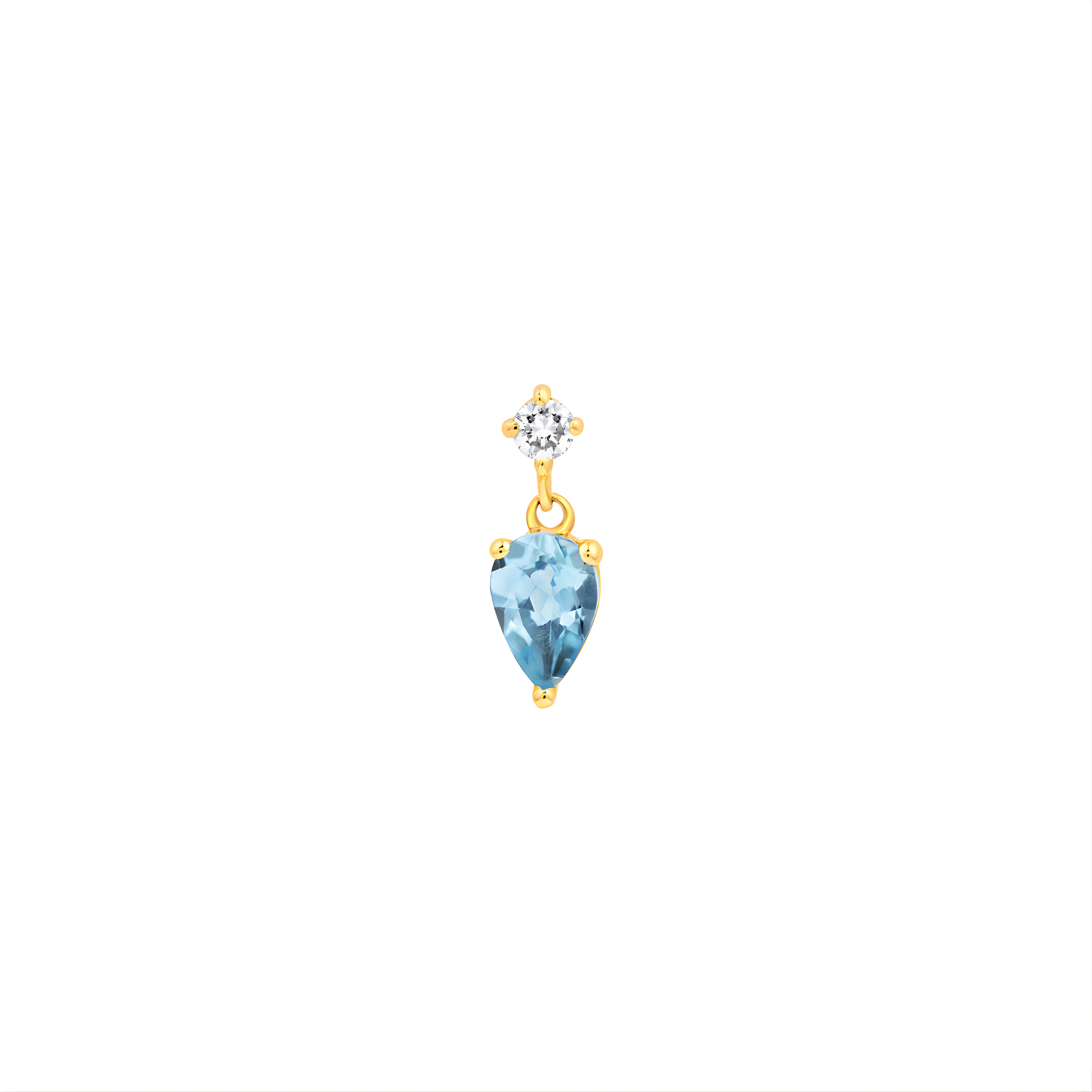 5/8tcw Pear Shape Aquamarine & Diamond Stud Earrings