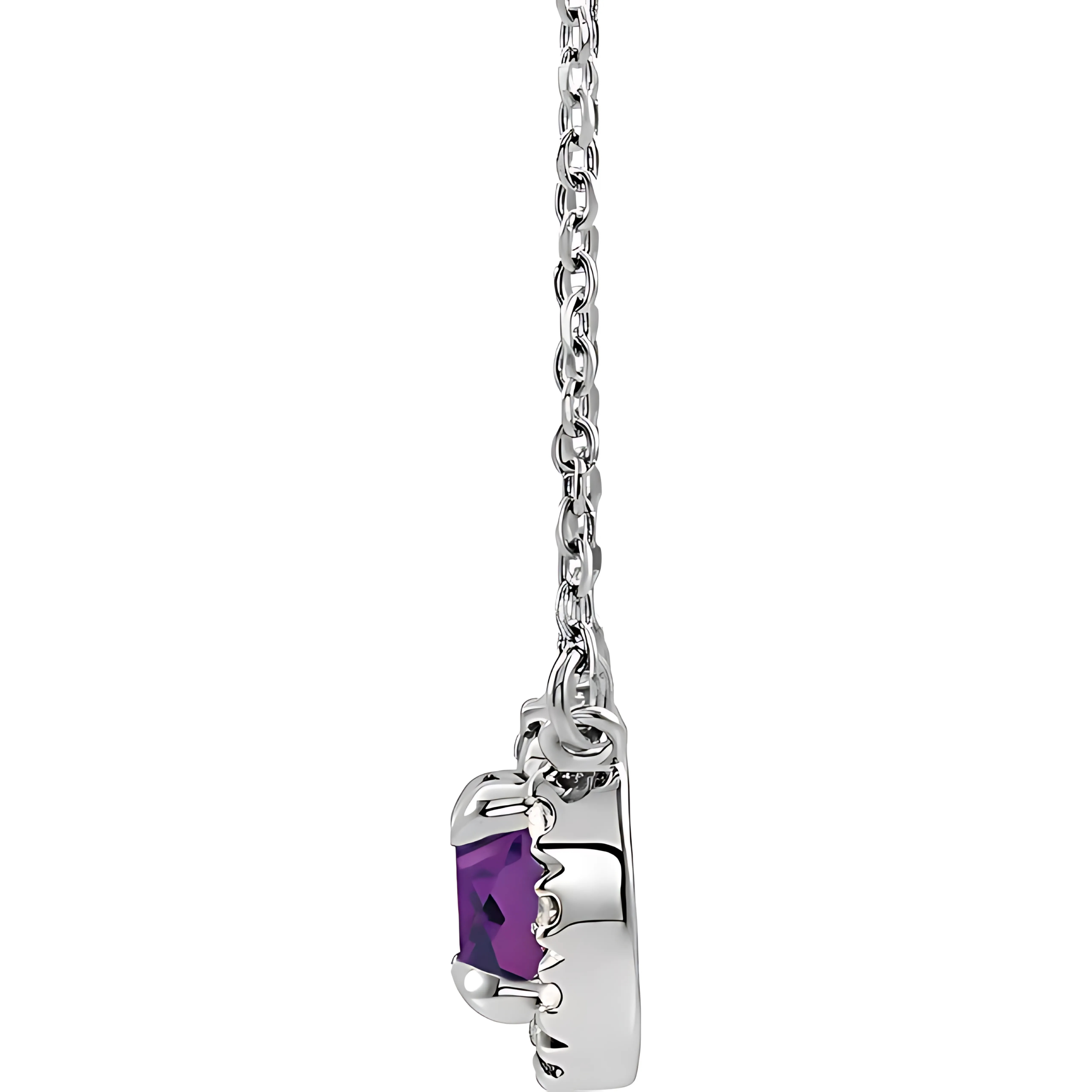 Amethyst & Diamond Halo Pendant