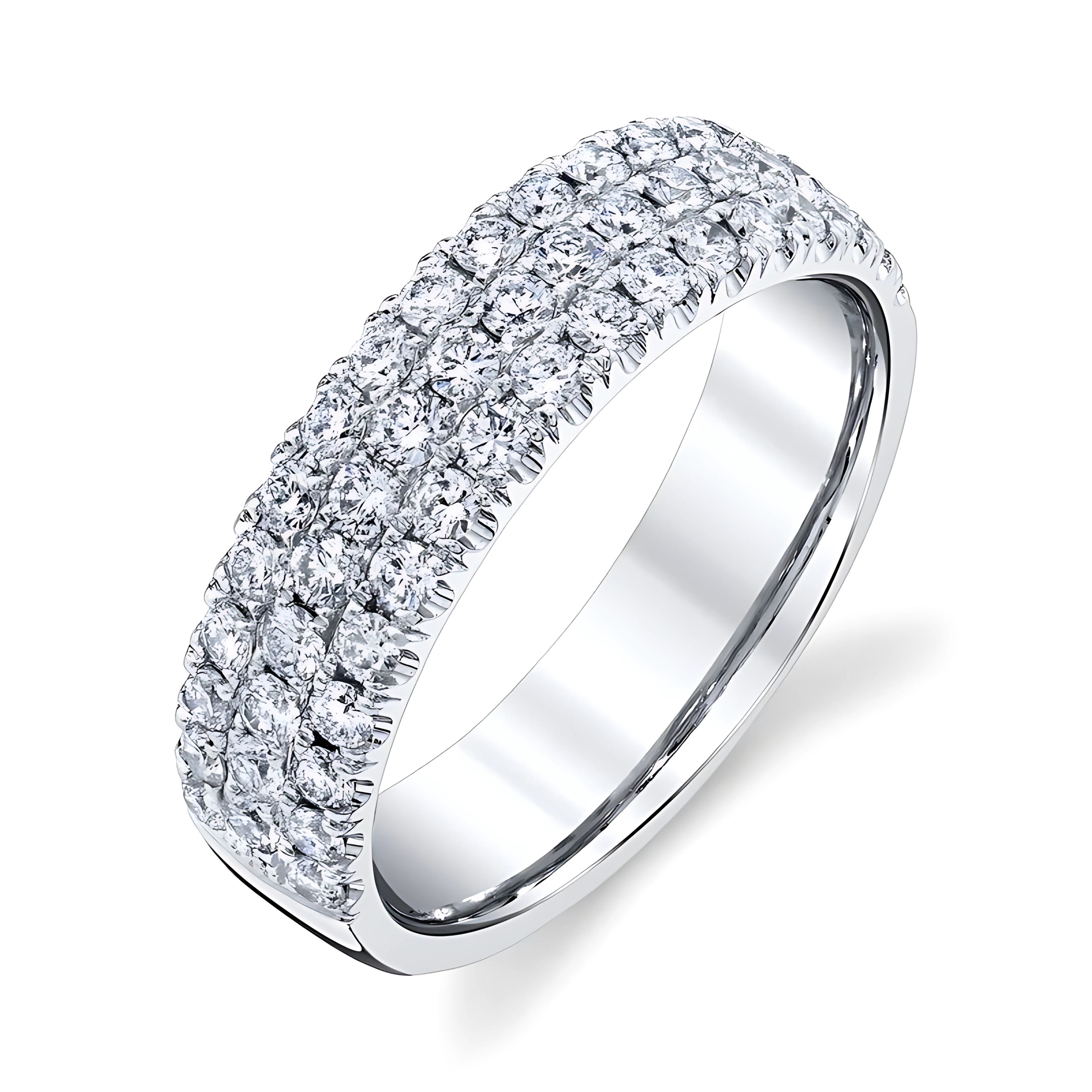 Three Row Pavé Diamond Ring