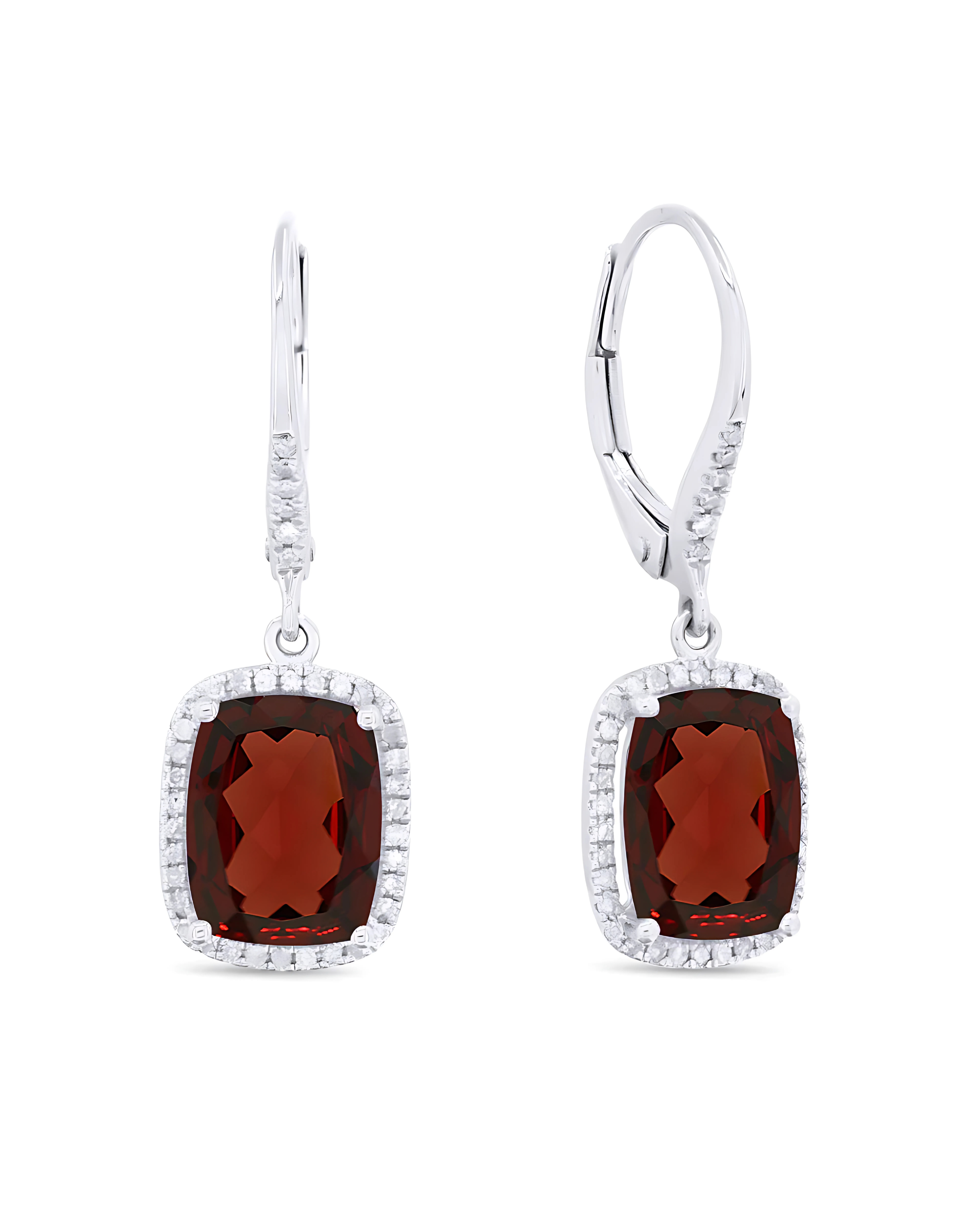 Garnet Diamond Halo Hoop Earrings