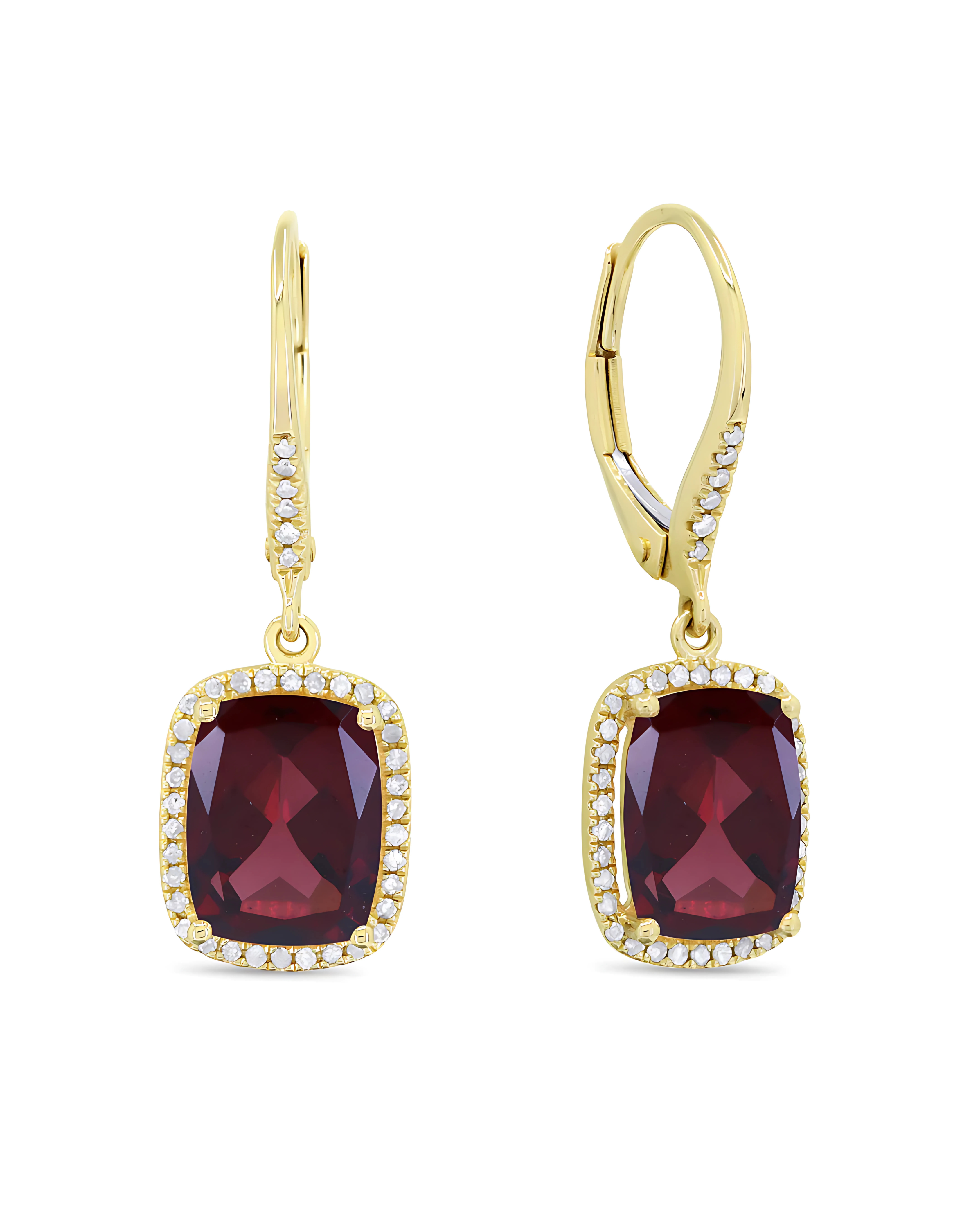 Garnet Diamond Halo Hoop Earrings