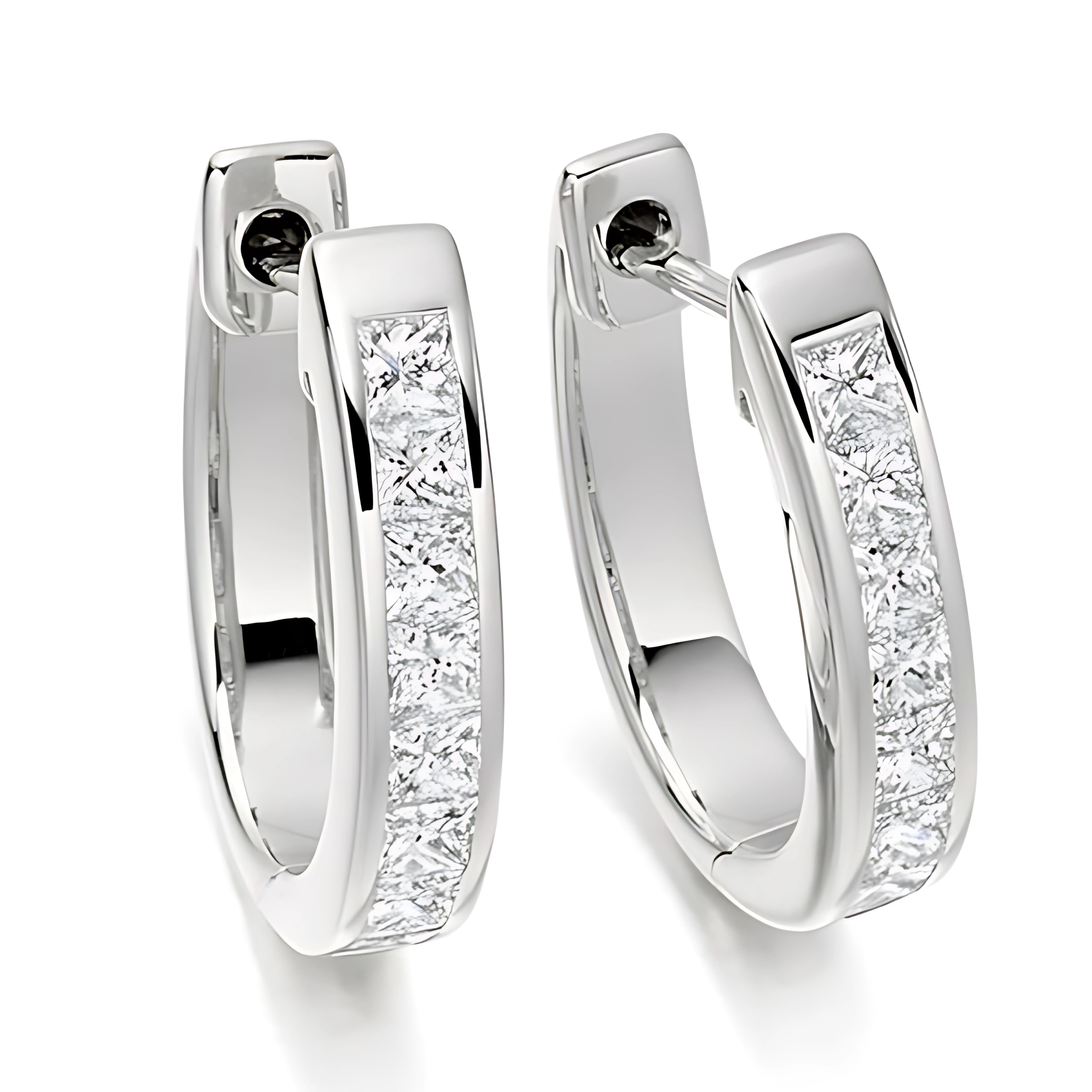 Princess cut diamond hoop earrings 0.50 CT