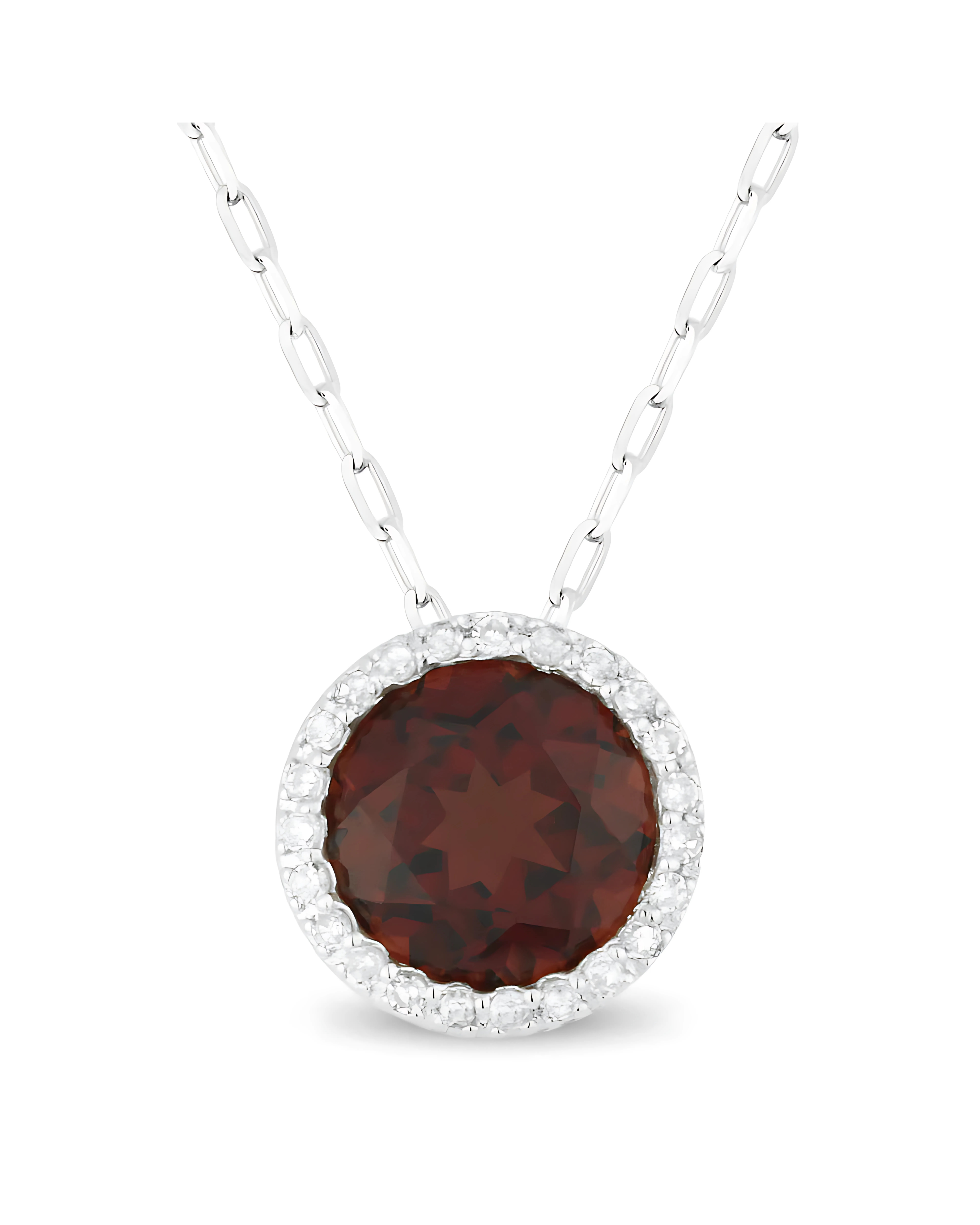 Garnet Halo Diamond Pendant