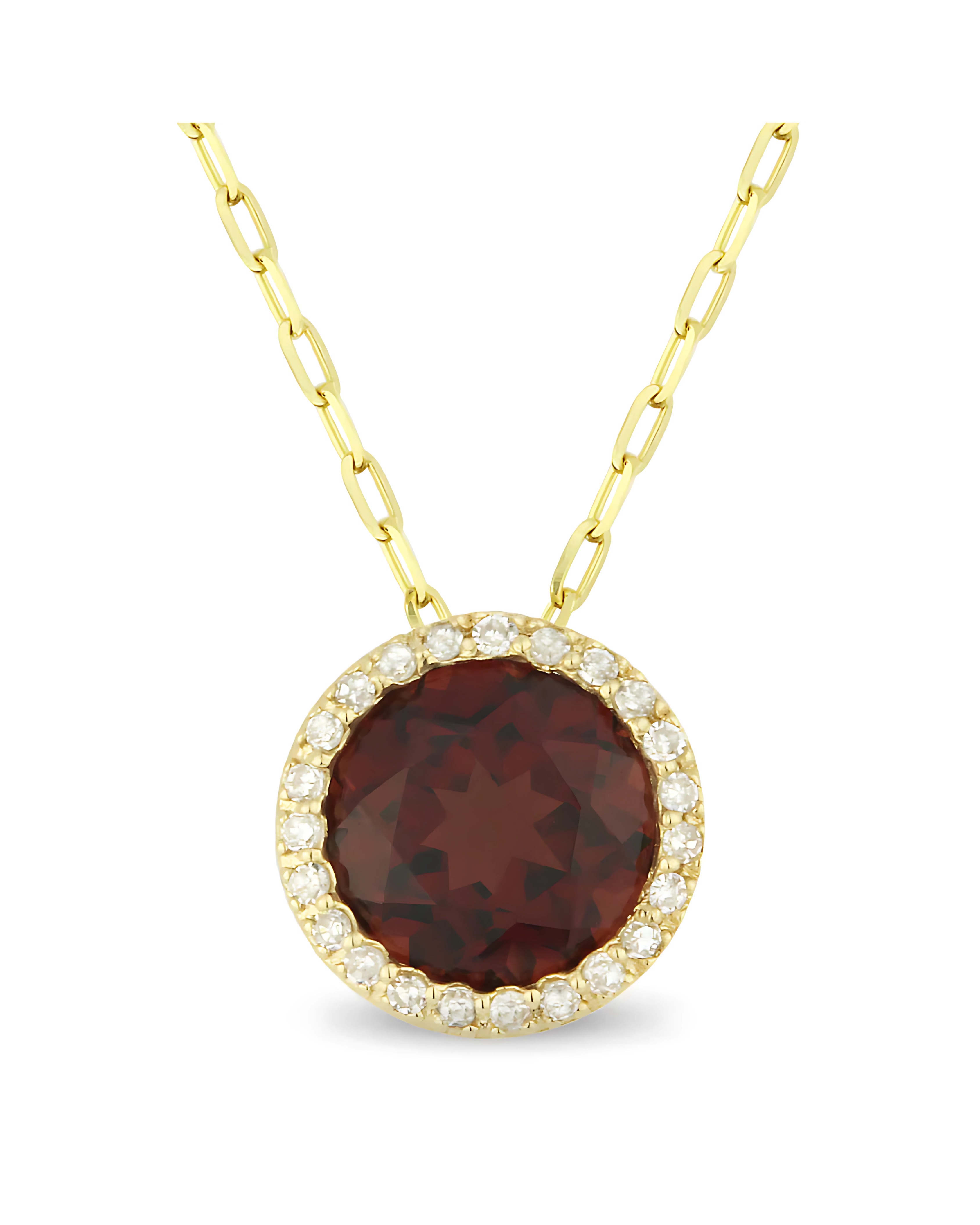 Garnet Halo Diamond Pendant