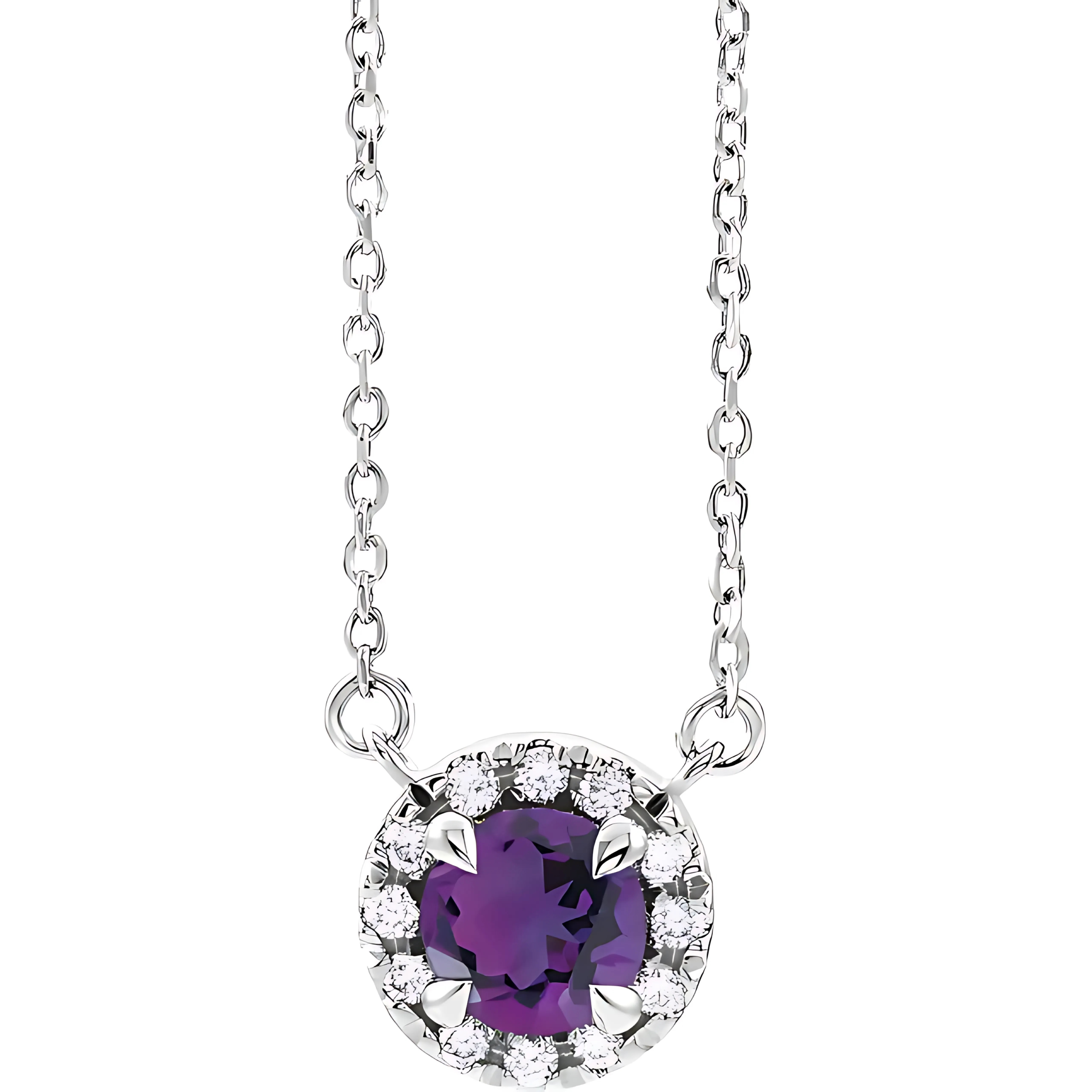 Amethyst & Diamond Halo Pendant