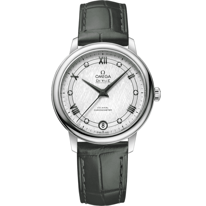 Omega De Ville Prestige 32.7 mm, steel on leather strap Self Winding Watch 424.13.33.20.52.002