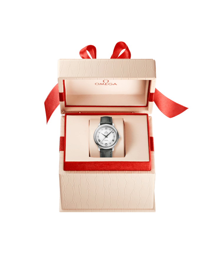 Omega De Ville Prestige 32.7 mm, steel on leather strap Self Winding Watch 424.13.33.20.52.002