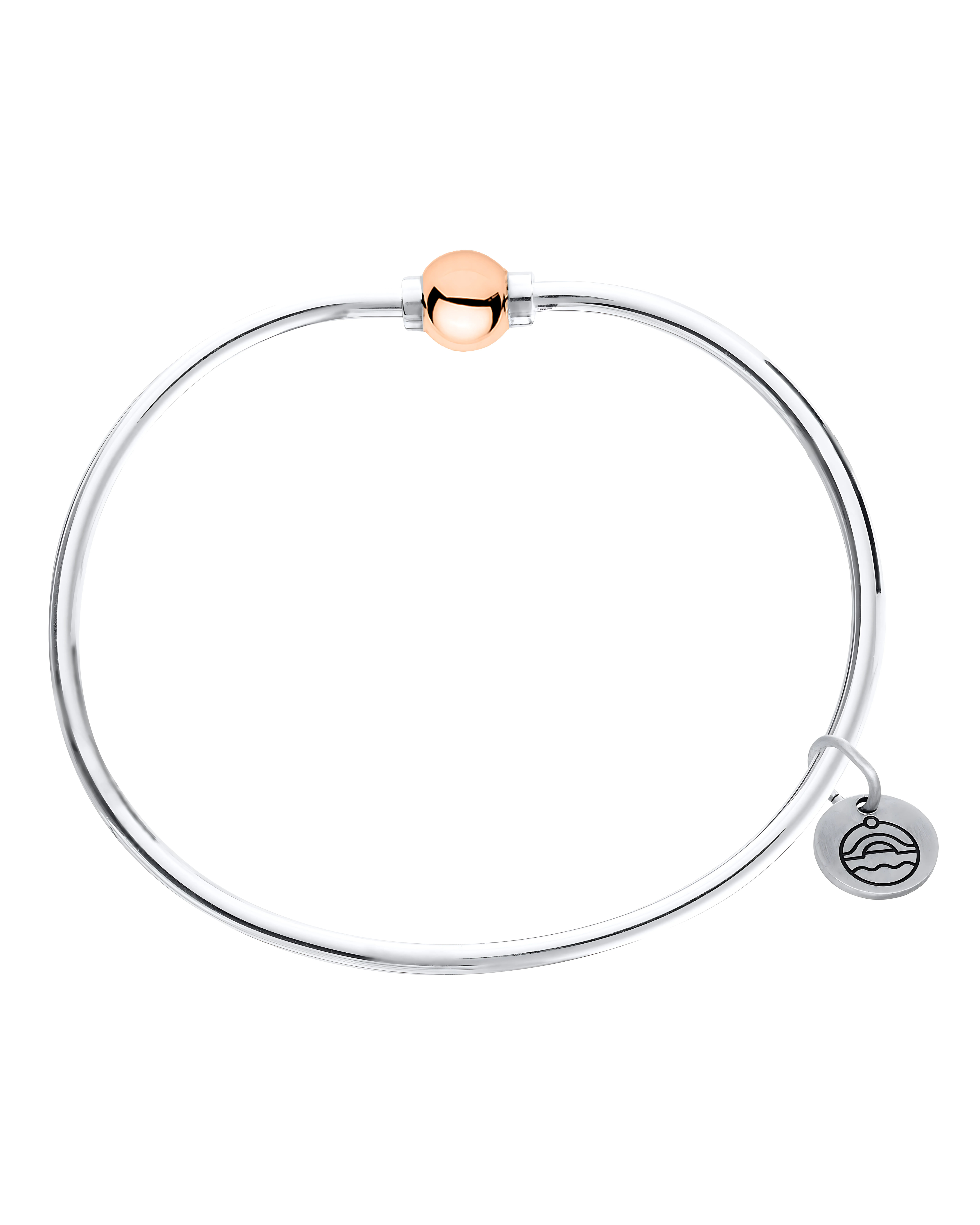 Cape Cod Sterling Silver Single Rose Gold Ball Bangle