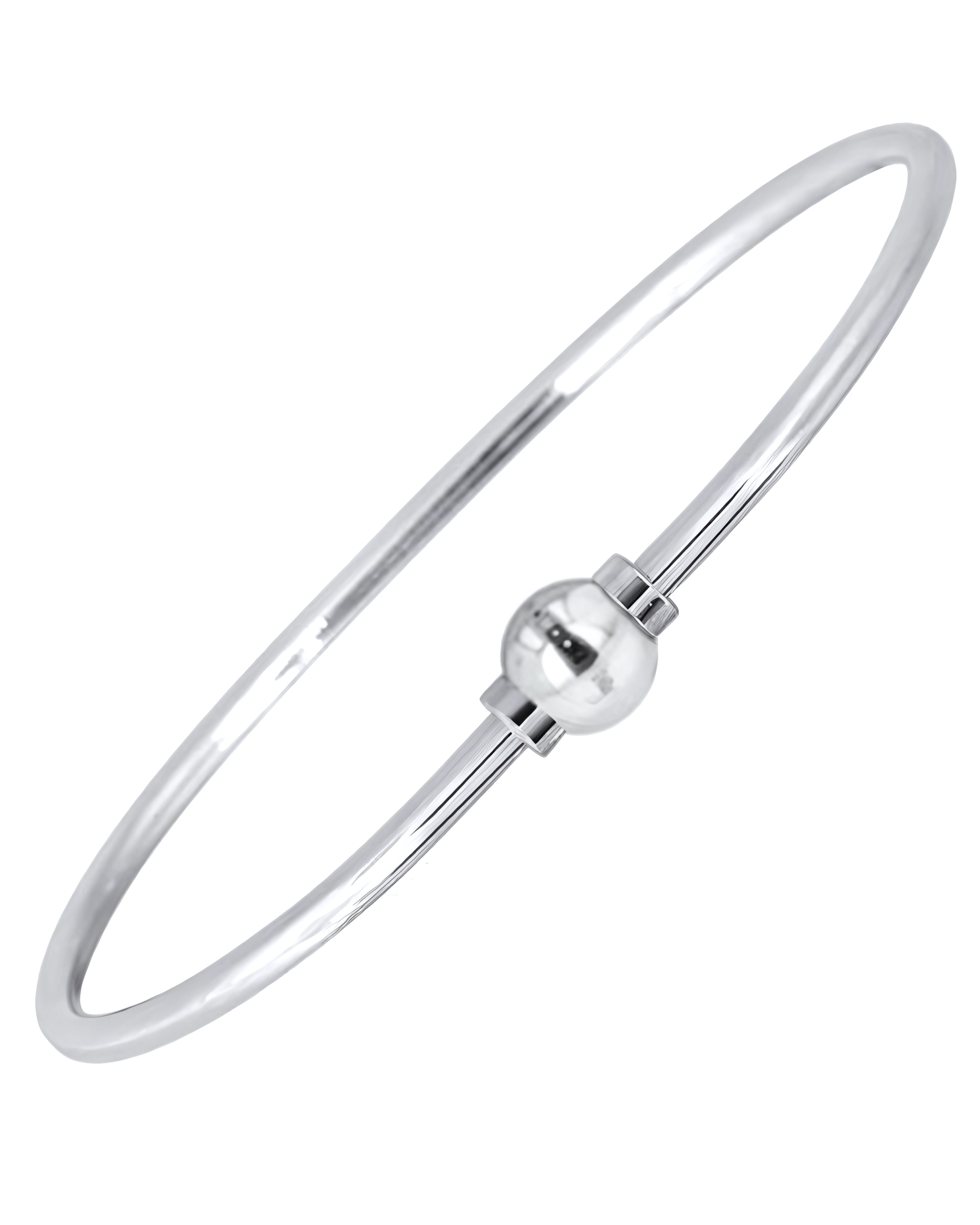 Cape Cod Sterling Silver Single Ball Bangle Bracelet