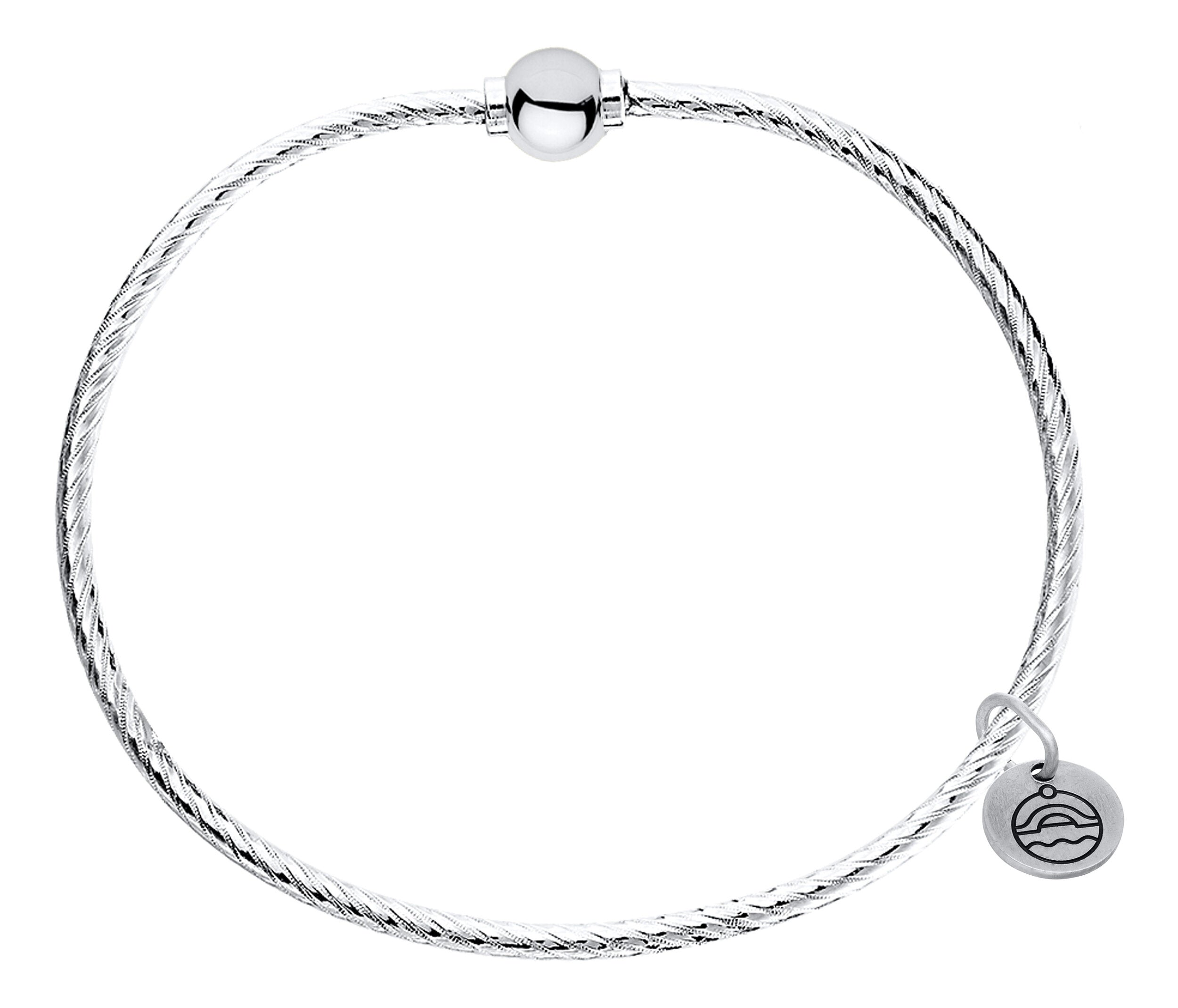 Cape Cod Sterling Silver Single Ball Braided Bangle