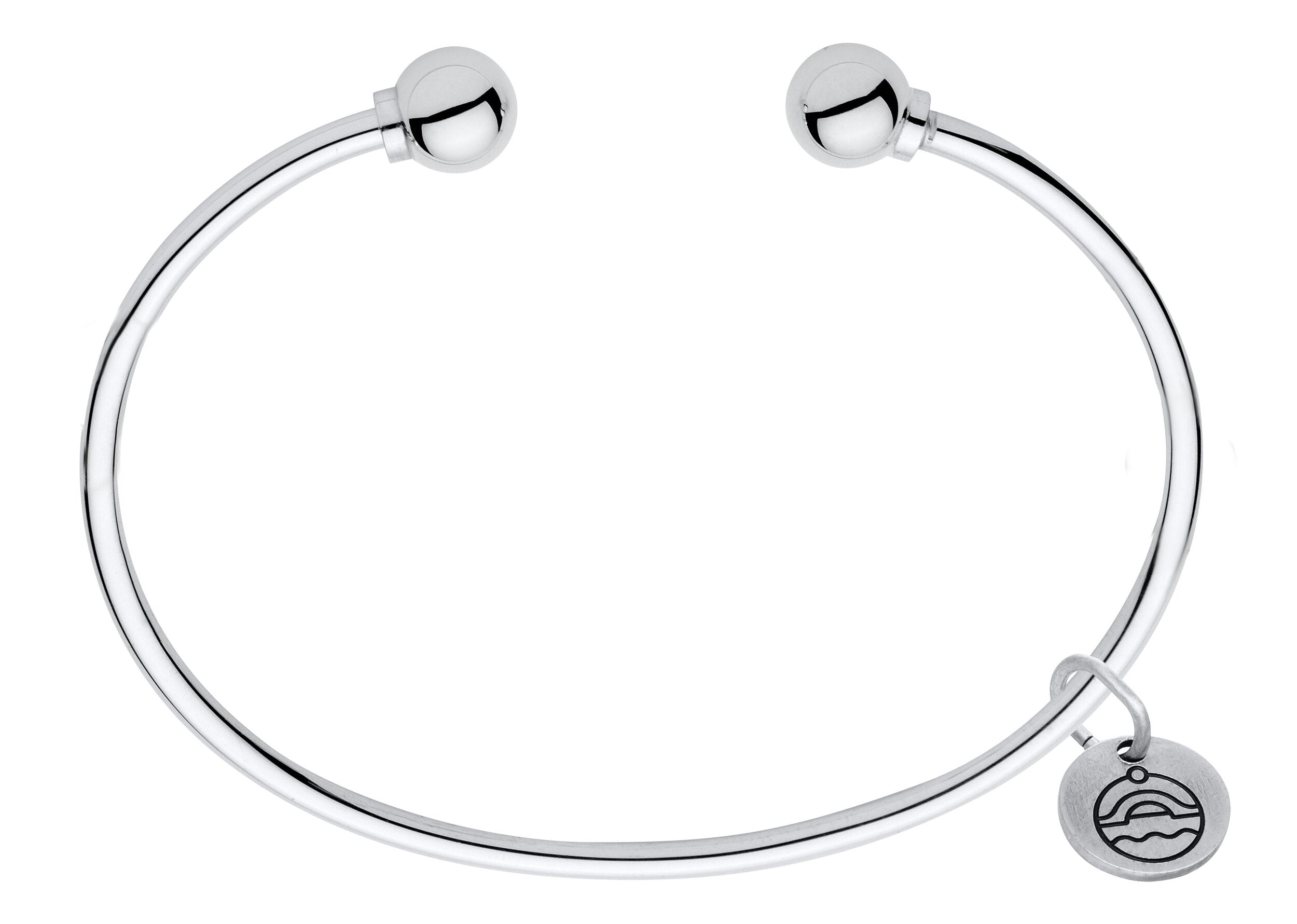 Cape Cod Sterling Silver Double Ball Cuff Bangle