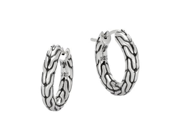 John Hardy Women's Essentials Silver Hoop Earrings with Full Closure EB999709