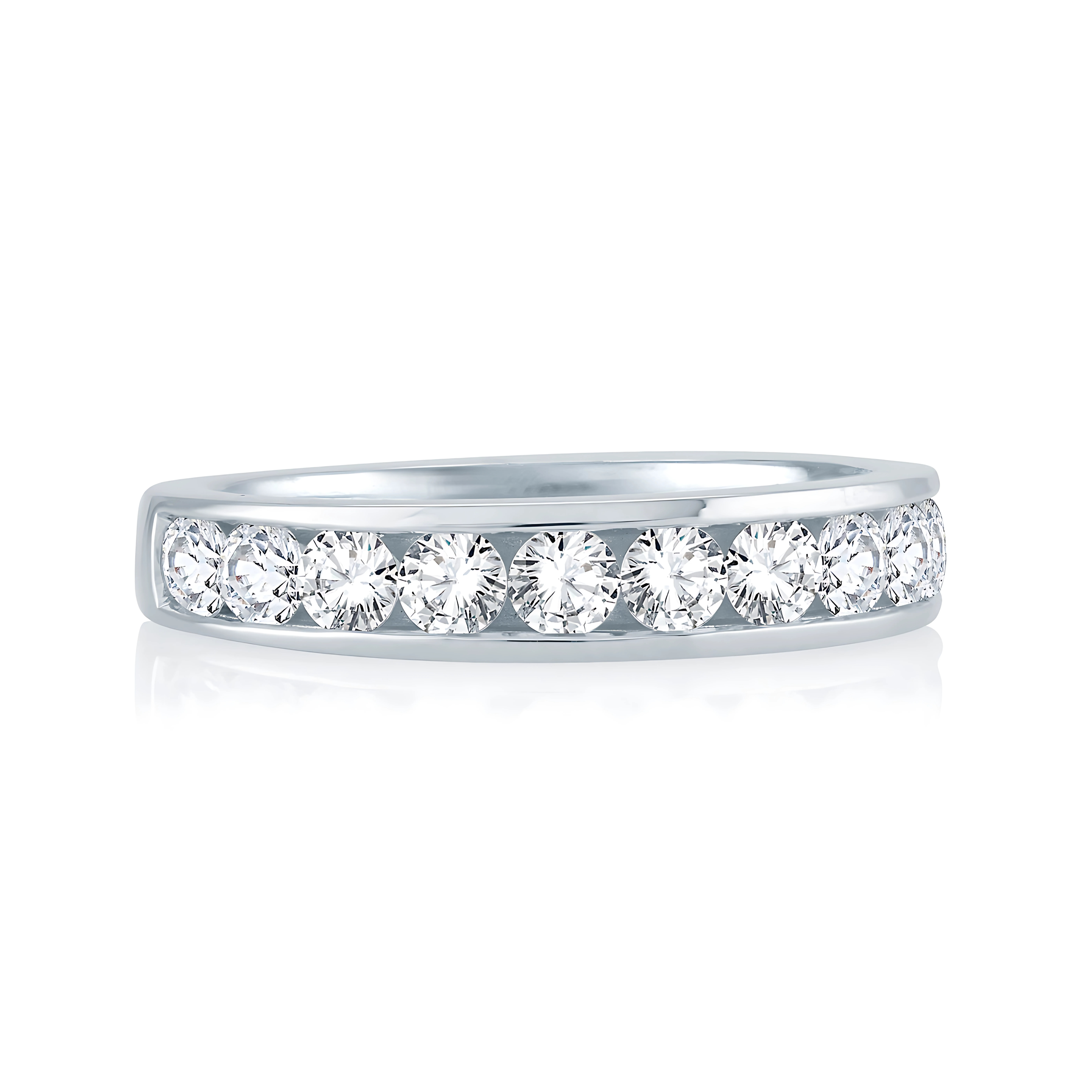 Round Diamond Channel Wedding Band