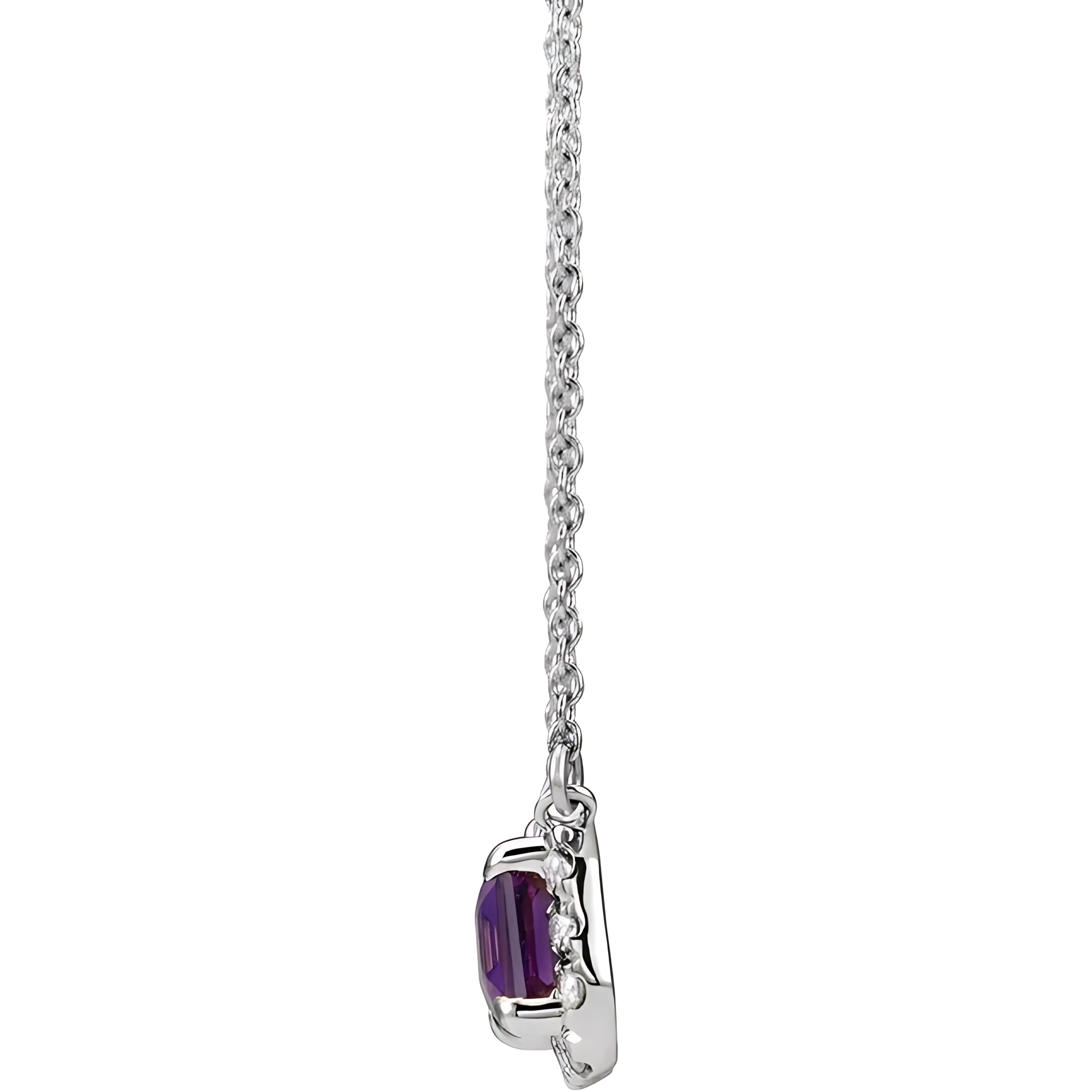 Amethyst & .15ct Diamond Halo Pendant