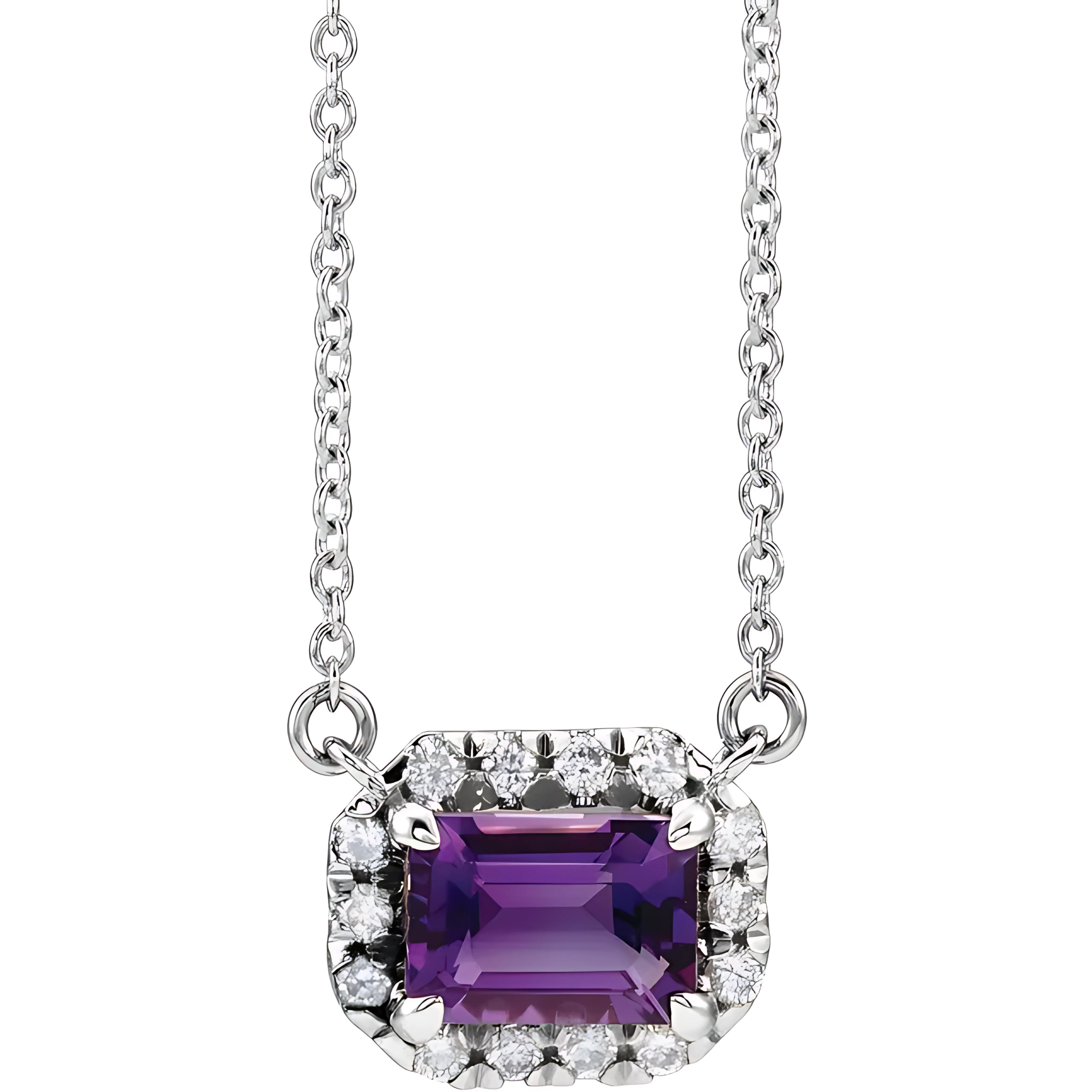 Amethyst & .15ct Diamond Halo Pendant