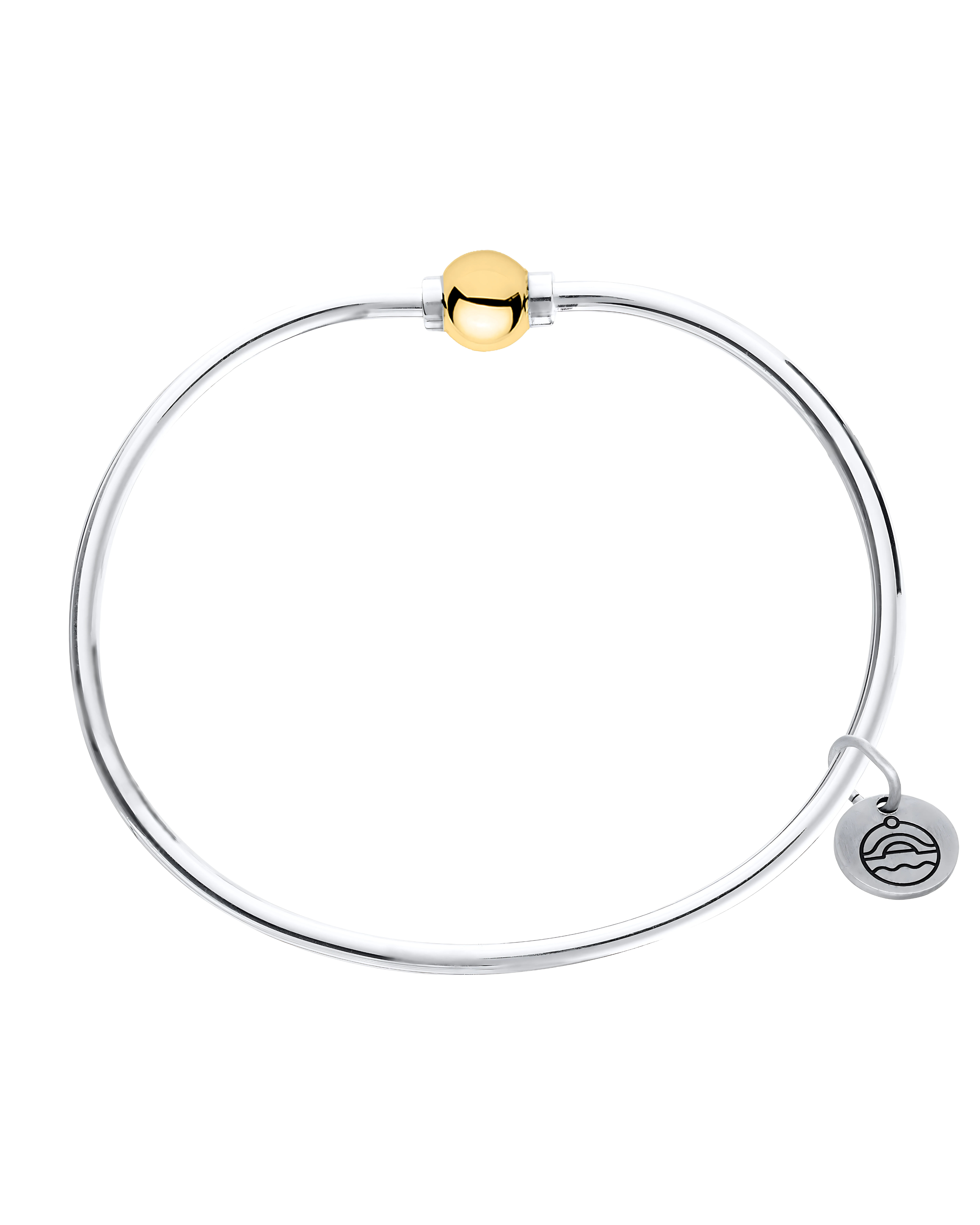 Cape Cod Sterling Silver Single Gold Ball Bangle Bracelet