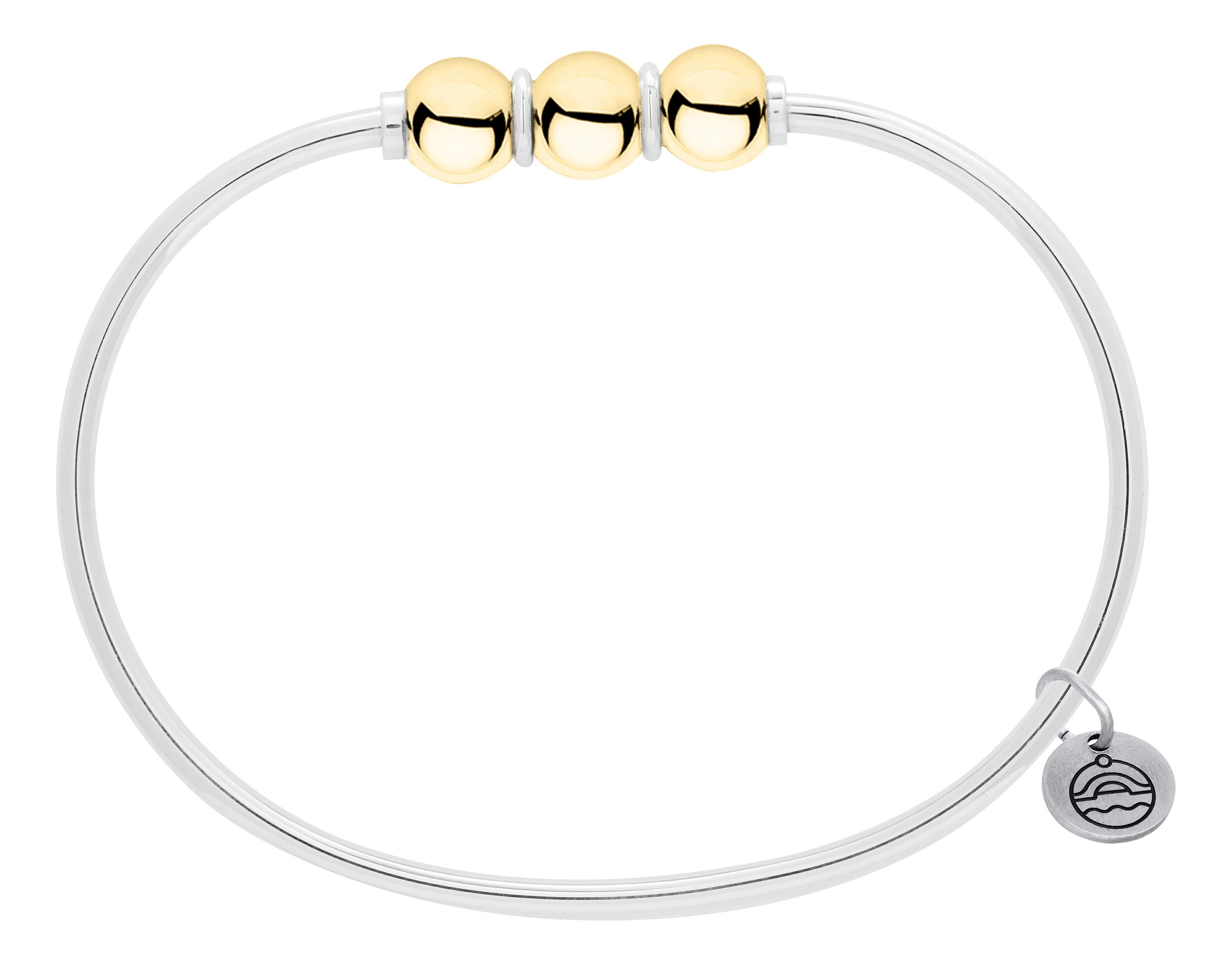 Cape Cod Sterling Silver &amp; Three Gold Balls Bangle