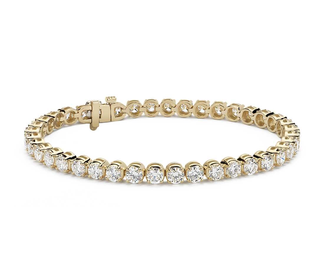 14K Yellow Gold Round Diamond Tennis Bracelet - Hannoush Jewelers | Silva Family Franchises