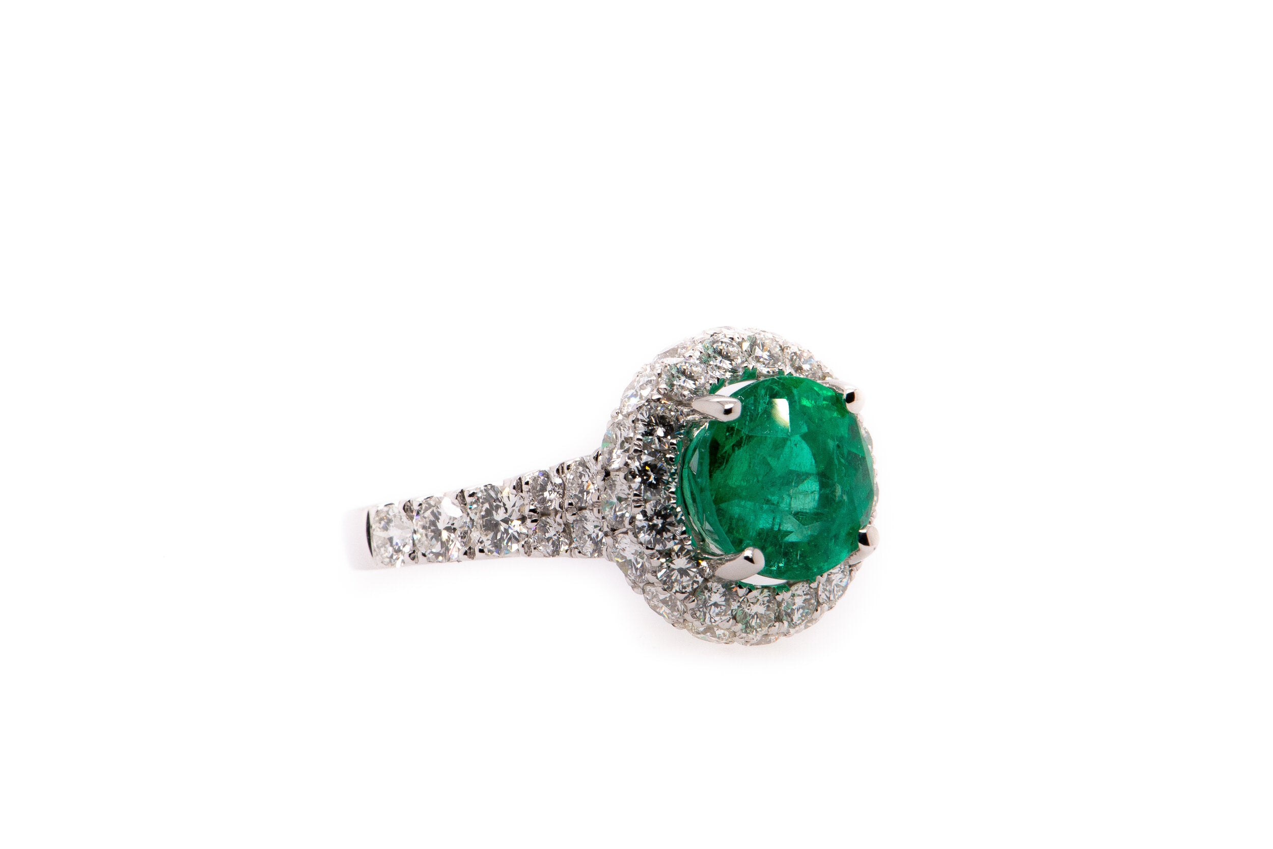 3.59ct Round Emerald and Diamond Ring
