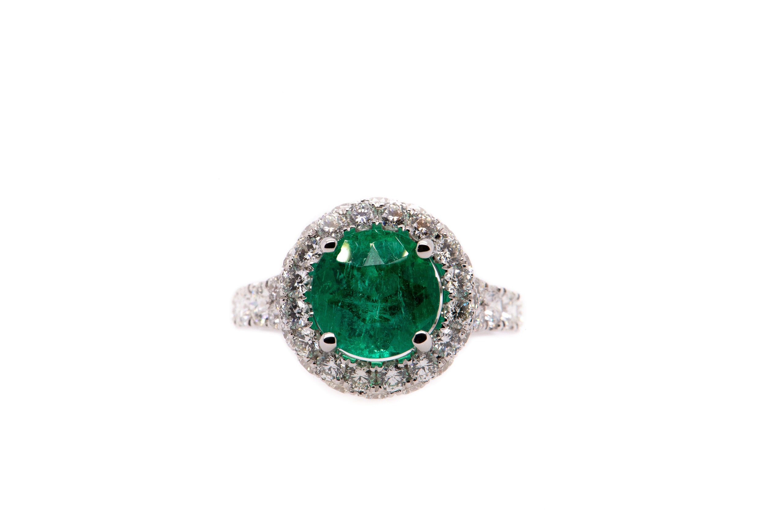 3.59ct Round Emerald and Diamond Ring