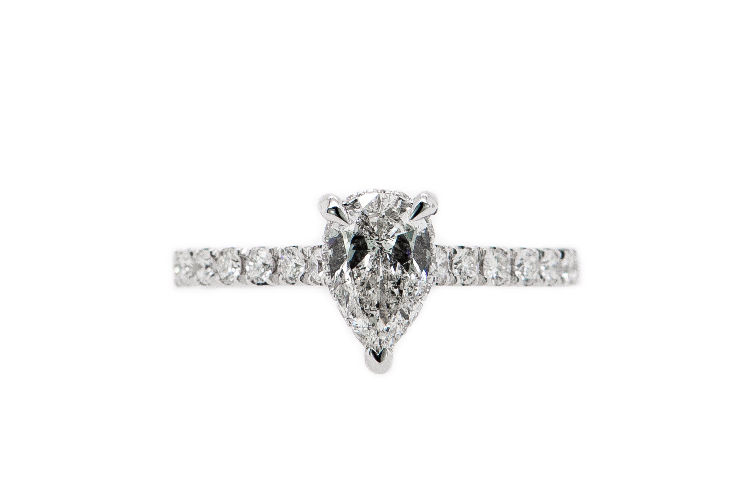 14k White Gold Pear Shape Diamond Engagement Ring