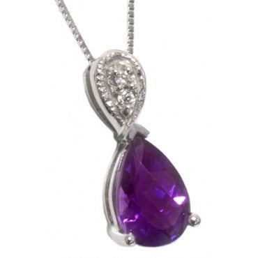 Pear shaped Amethyst and Diamond pendant - Hannoush Jewelers | Silva Family Franchises